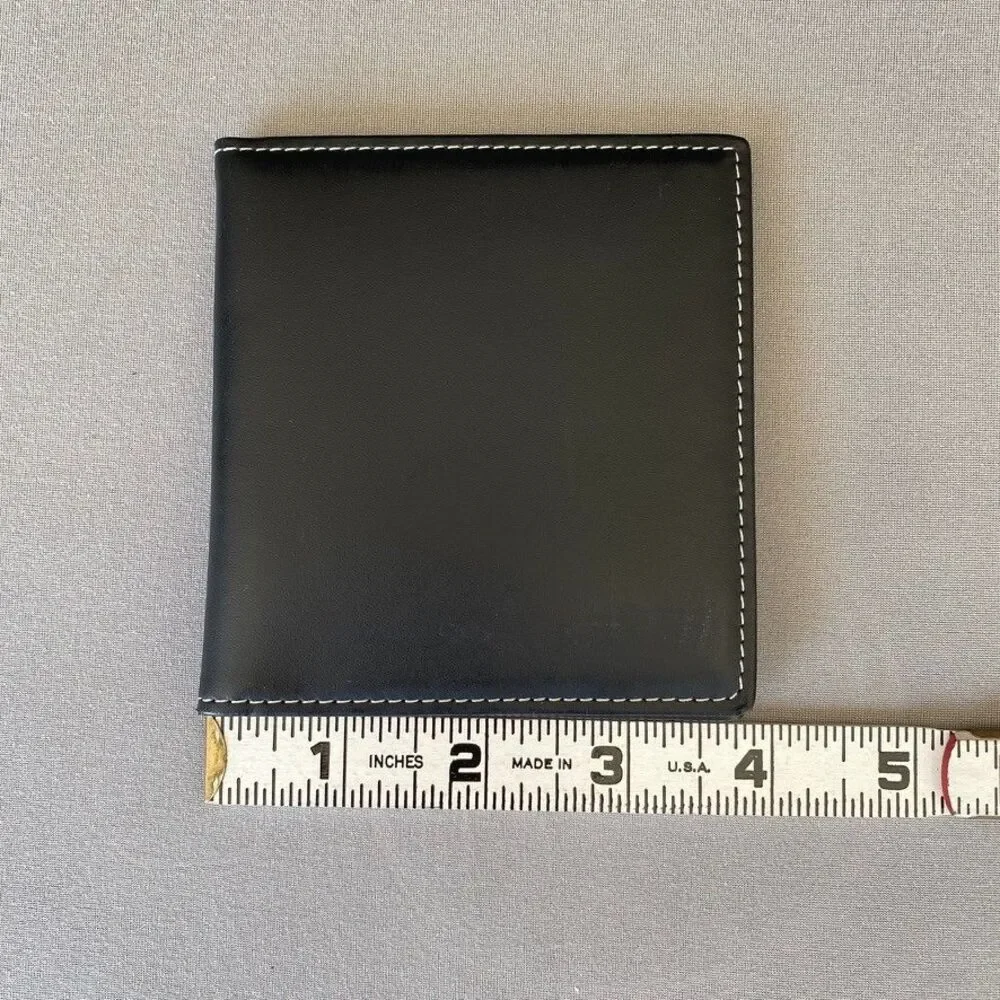 Banana Republic Genuine Leather Bifold Double Photo Holder 2.5 x 3 Black